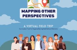 cover illustration features a group of nine smiling people under the words "Mapping Other Perspectives: A Virtual Field Trip. Curriculum Tool for Eugene/Springfield School Districts"
